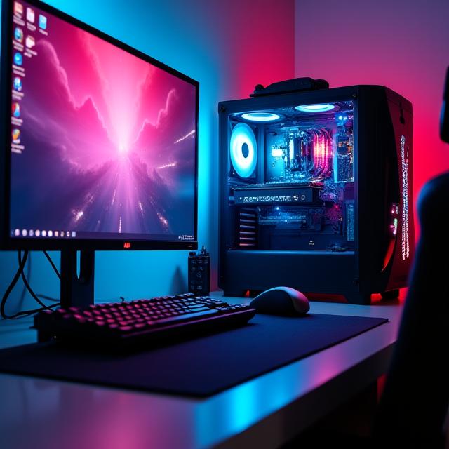 高性能PCが並ぶゲーミングステーション